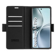 Θήκη για Realme 14 Pro 5G, ERBORD Glossy Litchi, πορτοφόλι με πτερύγιο, μαύρη
