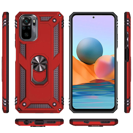 θωρακισμένη θήκη για Xiaomi Redmi Note 10 / 10S, Nox Case Ring, κόκκινη