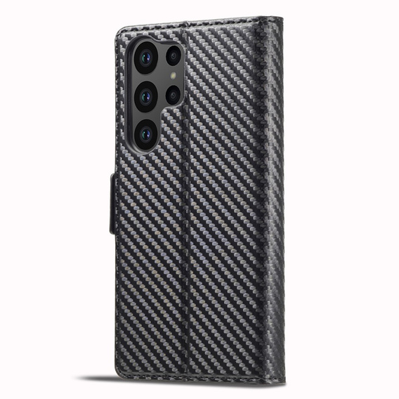 Θήκη με πτερύγιο για Samsung Galaxy S23 Ultra, Carbon LC.IMEEKE, μαύρη