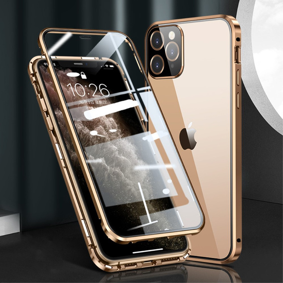 θήκη για το iPhone 12 Pro, Magnetic Dual Glass, χρυσή