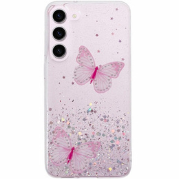 Θήκη για Samsung Galaxy S24, Glitter Butterfly, ροζ