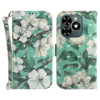 Θήκη με πτερύγιο για Infinix Hot 40i, Wallet, Flowers λευκή