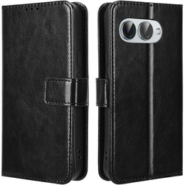 Θήκη με πτερύγιο για T Phone 3 5G, Crazy Horse Wallet, μαύρη