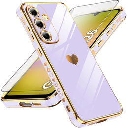 Η θήκη για το Samsung Galaxy A26, Electro heart, μωβ + γυαλί 9H