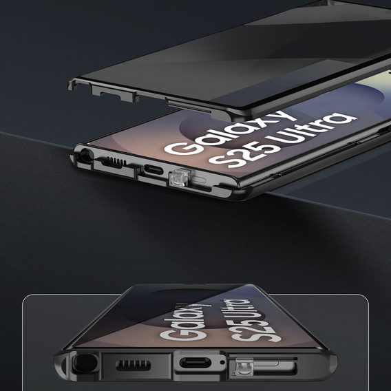 Θήκη για Samsung Galaxy S25 Ultra, Privacy Dual Glass, μαύρη