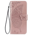 Θήκη με πτερύγιο για Samsung Galaxy M33, Butterfly, ροζ rose gold