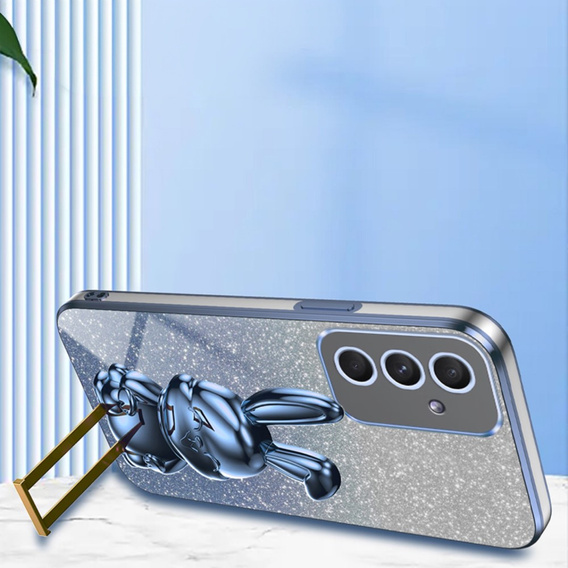 Θήκη για Samsung Galaxy A54 5G, Glitter Rabbit, με συρόμενη βάση στήριξης, μπλε
