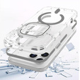 Θήκη για iPhone 17 Pro Max, για MagSafe, με βάση, διάφανη με γκρι ένθετα