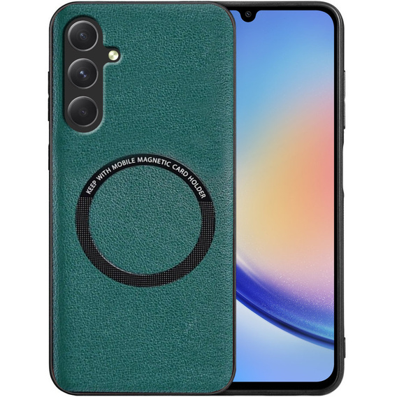 Θήκη για Samsung Galaxy A34 5G, Leather Hybrid MagSafe, πράσινη