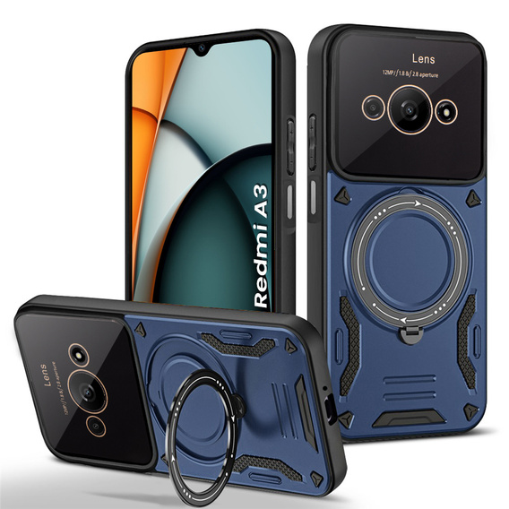 Θωρακισμένη θήκη για Xiaomi Redmi A3, Magnetic Ring, μπλε