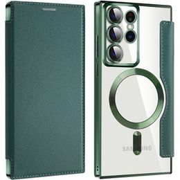 Θήκη με πτερύγιο για Samsung Galaxy S22 Ultra 5G, RFID Wallet MagSafe CamShield, πράσινη