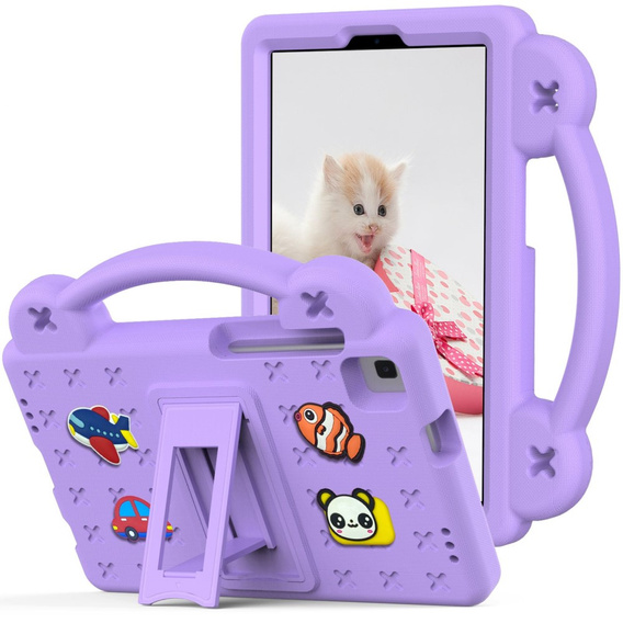 Παιδική θήκη για Samsung Galaxy Tab A7 Lite 8.7 T220/T225, Cute Patterns, με βάση, μωβ