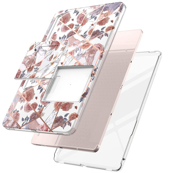 Θήκη για Samsung Galaxy Tab S7 FE, Suritch Full Body Marble, ροζ