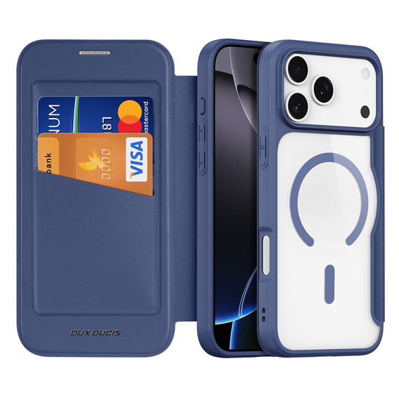 Θήκη Dux Ducis για iPhone 17 Pro Max, Skin X Pro, με πτερύγιο, για MagSafe, navy blue