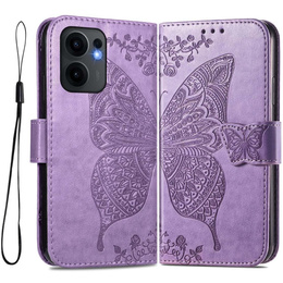Θήκη με πτερύγιο για Oppo Reno 13F / Oppo Reno 13FS, Butterfly, μωβ