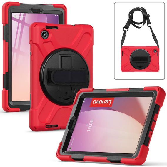 Παιδική θήκη για Lenovo Tab M8 Gen 4 TB-300FU, θωρακισμένη με λουράκι, κόκκινη