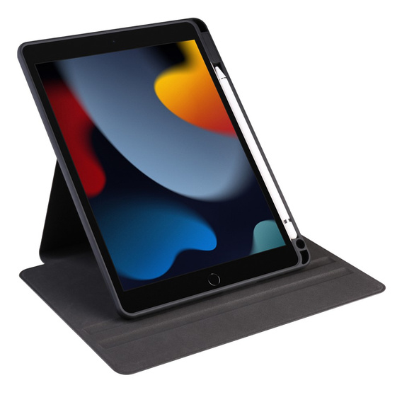 Θήκη για iPad 10.2" 2021/2020/2019 (9/8/7 gen.), με υποδοχή γραφίδας, περιστρεφόμενη κατά 360°, μαύρη