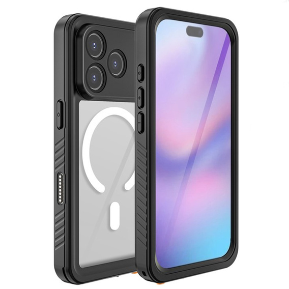 Θήκη Redpepper για iPhone 17 Pro, αδιάβροχη IP68, για MagSafe, διάφανη με μαύρες πλευρές