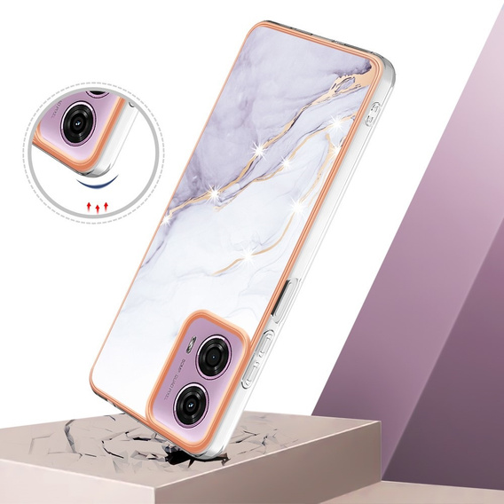 Προστατευτική θήκη για Motorola Moto G24 / G24 Power / G04, Marble Slim Case, λευκή