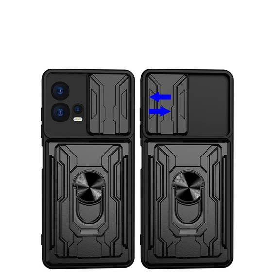 Θωρακισμένη θήκη για Motorola Edge 30 Fusion 5G, Camera Slide Card Slot, μαύρη