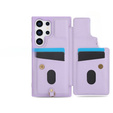 θήκη για Samsung Galaxy S24 Ultra, Leather Flower Card Slot, μωβ