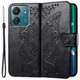 Θήκη με πτερύγιο για Xiaomi Redmi 13C / Poco C65, Butterfly, μαύρη