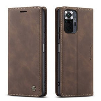 θήκη CASEME για Xiaomi Redmi Note 10 Pro, Leather Wallet Case, καφές