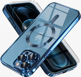 Θήκη για iPhone 12 Pro, Electro MagSafe, μπλε + Γυαλί για την οθόνη