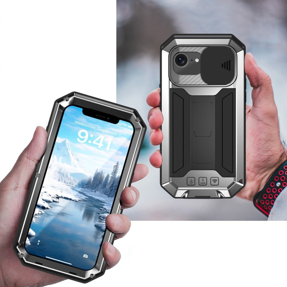 Θωρακισμένη θήκη για iPhone 16E, R-JUST, ασημένια