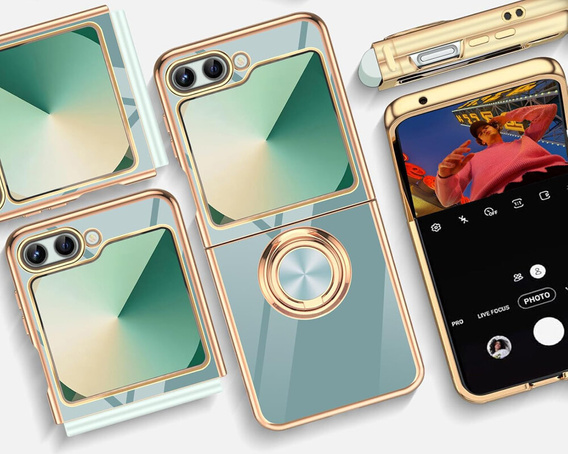 Θήκη για Samsung Galaxy Z Flip7 FE / Z Flip6, Electro Ring, μέντας