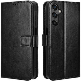 Θήκη με πτερύγιο για Samsung Galaxy M55 5G, Crazy Horse Wallet, μαύρη