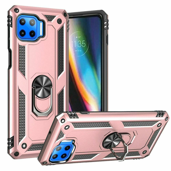 θωρακισμένη θήκη για Motorola Moto G 5G Plus, Nox Case Ring, ροζ rose gold