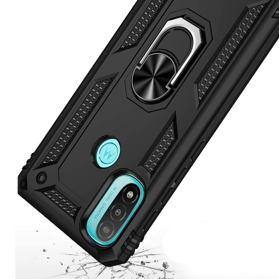 θωρακισμένη θήκη για Motorola Moto E20/E30/E40, Nox Case Ring, μαύρη