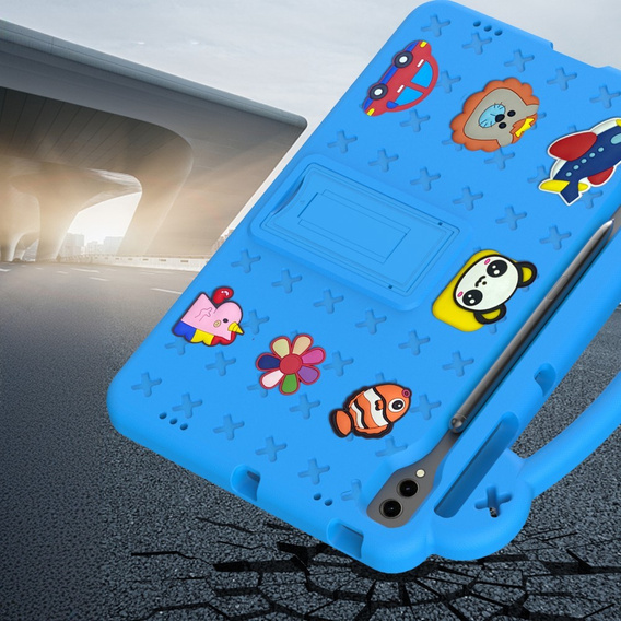 Παιδική θήκη για Samsung Galaxy Tab S10+ Plus, Cute Patterns, με βάση, μπλε