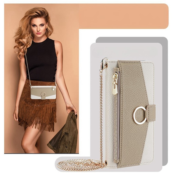 θήκη Wallet Zipper Pocket flip για το Samsung Galaxy A56 5G, Wallet Zipper Pocket, με καθρέφτη, λευκή