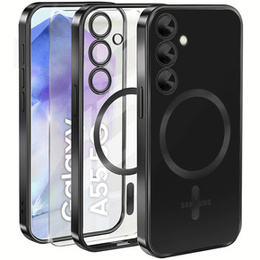 Θήκη για Samsung Galaxy A55 5G, Electro MagSafe, μαύρη + Γυαλί για την οθόνη