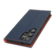 Θήκη με πτερύγιο για Samsung Galaxy S25 Ultra, Litchi Skin Grain, σκούρο μπλε