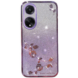 Θήκη για Oppo A58 4G, Glitter Flower, μωβ
