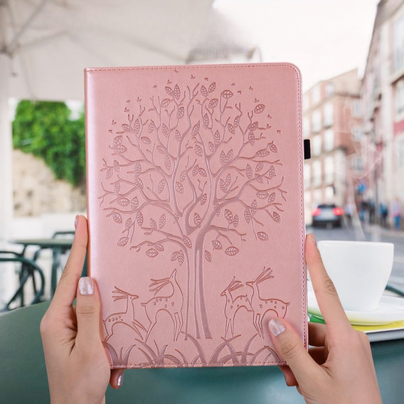 θήκη πτερύγιο για Huawei MatePad SE 10.4, tree, ροζ rose gold