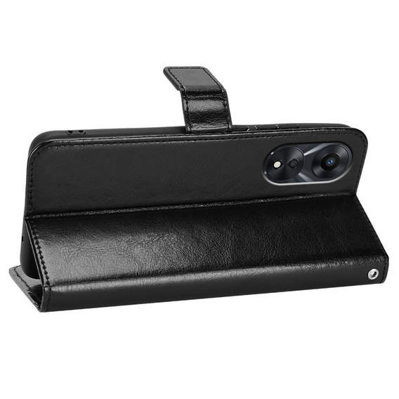 Θήκη με πτερύγιο για Oppo A78 5G, Crazy Horse Wallet, μαύρη