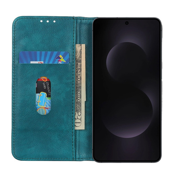 θήκη με πτερύγιο για Samsung Galaxy S25 Edge, Split Leather, πράσινη