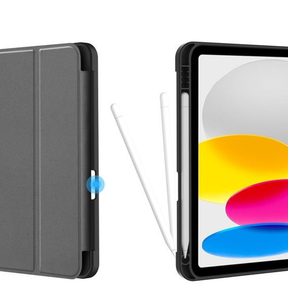 Θήκη για iPad 10.9 2022 10 Gen, Smart Pencil, με υποδοχή γραφίδας, μαύρη