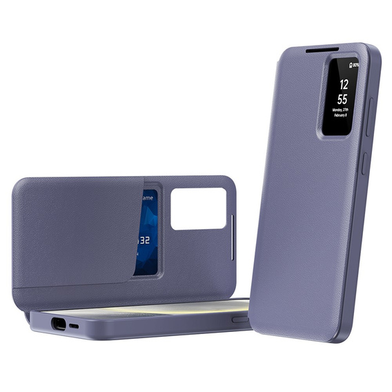 Αναδιπλούμενη θήκη για Samsung Galaxy S22, Smart View Wallet, μωβ