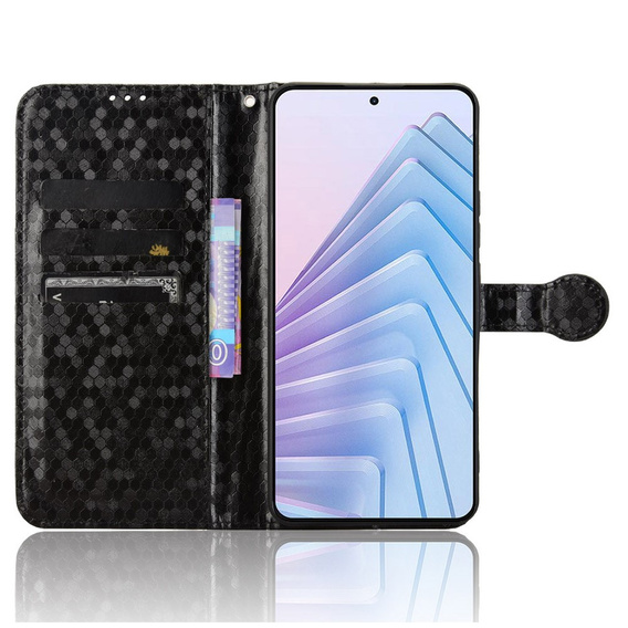 θήκη πτερύγιο για Xiaomi Redmi Note 14 4G, Wallet Rhombus, μαύρη