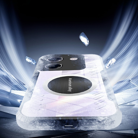 Θήκη για Xiaomi Poco M7 Pro 5G, με μαγνητική πλάκα, διαφανής / μαύρη