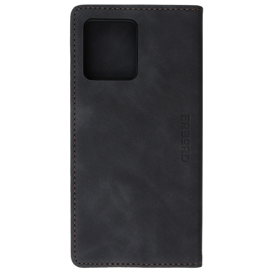 Θήκη για Motorola Edge 40 Neo, ERBORD Vintage, πορτοφόλι με πτερύγιο, μαύρη