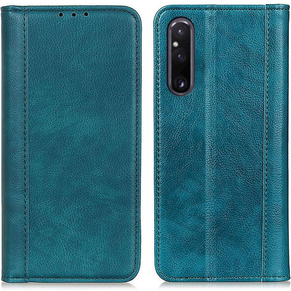 Θήκη για Sony Xperia 1 V, Wallet Litchi Leather, πράσινη