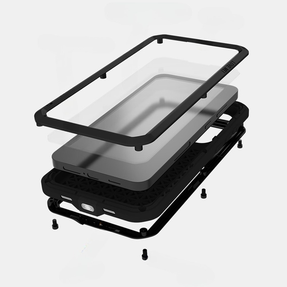 Love Mei Θήκη για Samsung Galaxy S24+ Plus, armored with glass, μαύρη