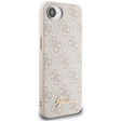 GUESS Θήκη για iPhone 16E, 4G Metal Gold Logo, ροζ