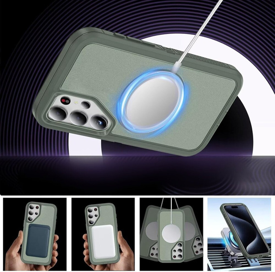 Θήκη με πλαίσιο για Samsung Galaxy S23 Ultra, για MagSafe, πράσινη